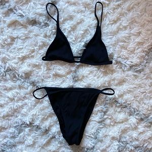 Pacsun LA Hearts black ribbed bikini bondi